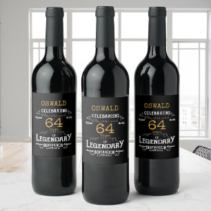 Birthday Black Guld Vinflaska Etikett