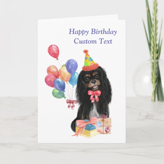 Birthday Black och Tan Cavalier Spain Kort (Framsida)