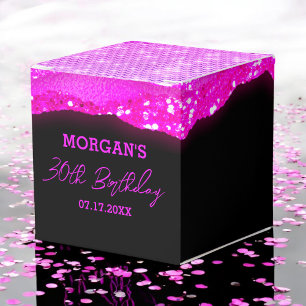Birthday Black Shock rosa Glitter Namn Tack Presentaskar