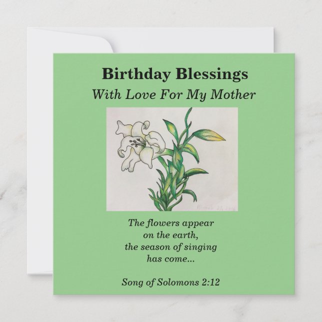 Birthday Blessings Mor Lily Flower Bible Verse (Framsida)