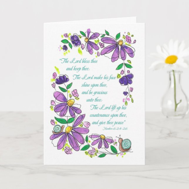 Birthday Blessings Scripture Numbers 6:24-26 Kort (Liten växt)