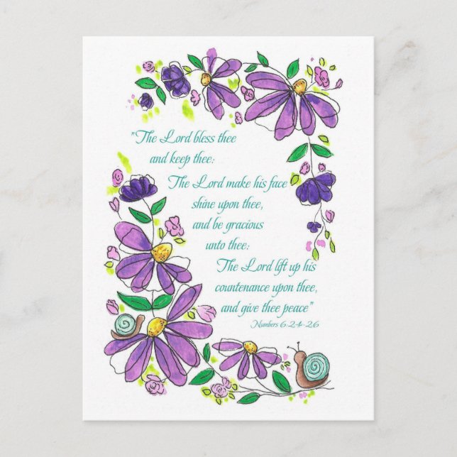 Birthday Blessings Scripture Numbers 6:24-26 Vykort (Framsida)