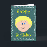 Birthday Blonde Hair Pappa från Son Kort<br><div class="desc">Ett sött stollig-kort för en son till ge till hans pappa på födelsedagen eller gör din egen tillfälle. Ändra bakgrunden till färg och ord på framsidan och insidan om du vill ha ett anpassningskort för pappa. Behöver du en annan hårkombination, så säg att jag skapar den ~ eller checkar ut...</div>