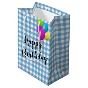 Birthday Blue and White Gingham