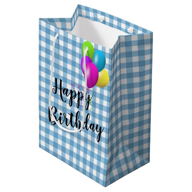 Birthday Blue and White Gingham (Framsidan Vinklad)
