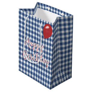 Birthday Blue and White Gingham