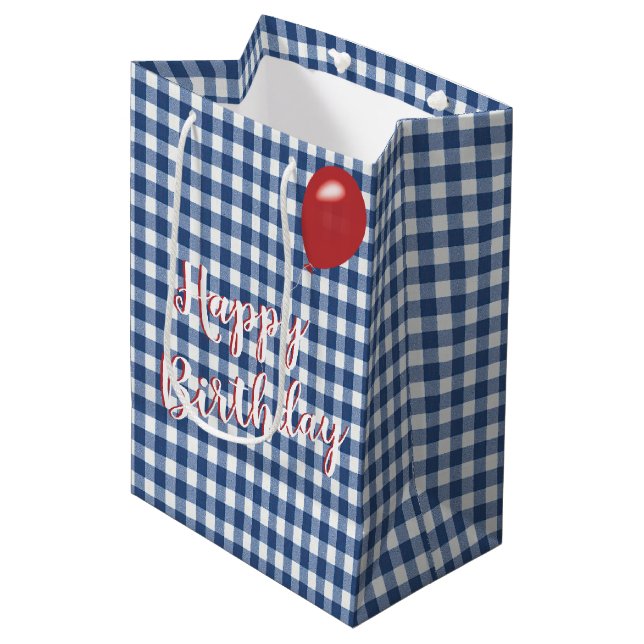 Birthday Blue and White Gingham (Framsidan Vinklad)
