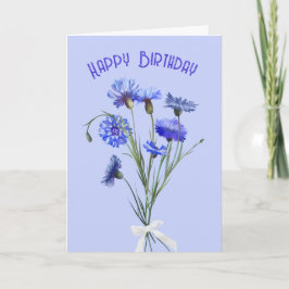 Birthday Blue Cornblomma Bouquet Kort