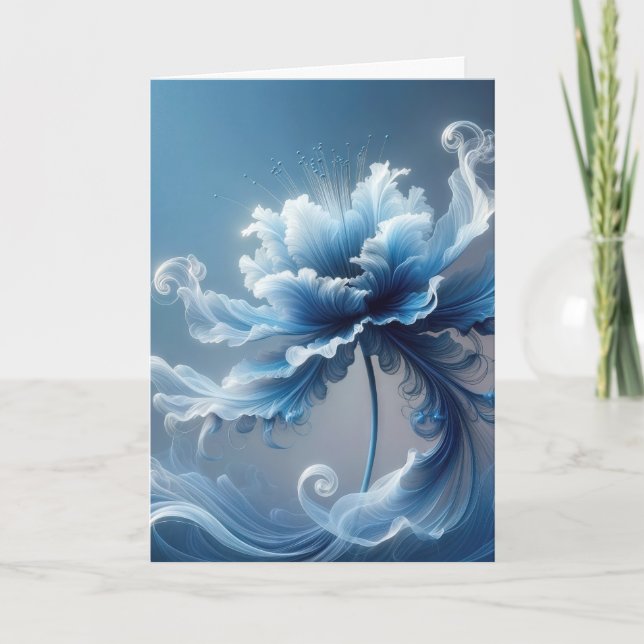 Birthday Blue Finare Fantasy Flower Kort (Framsida)