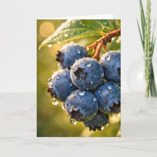 Birthday Blueberries with Raindrops Kort (Framsida)