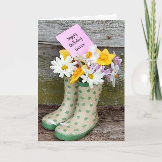 Birthday Boot Bouquet Kort (Framsida)