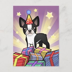Birthday Boston Terrier Vykort