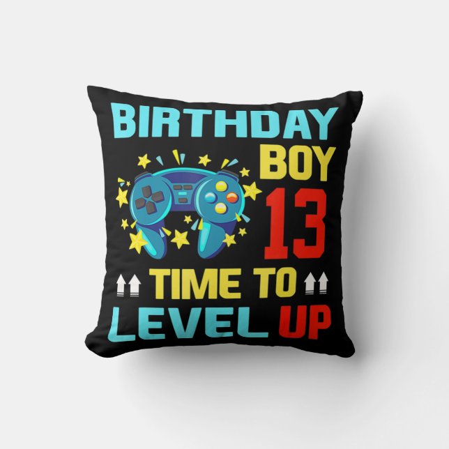 Birthday Boy 13  13 Year Old Video Games Gift Kids Kudde (Framsida)