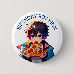 Birthday Boy   Anime Boy's Pizza Party Knapp