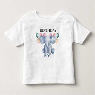 Birthday Boy   Baby Elephant & Balloons T Shirt