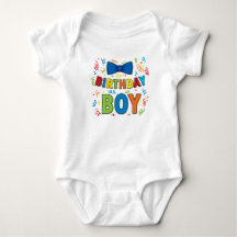 Birthday Boy Baby party shirt Bow Tie and konetti