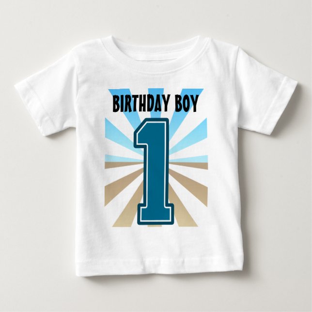 Birthday Boy, Big Number 1, första B-day Tshirt Tee (Framsida)