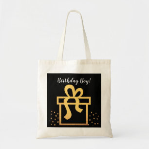 Birthday Boy Black och Guld Faux Foil Tygkasse