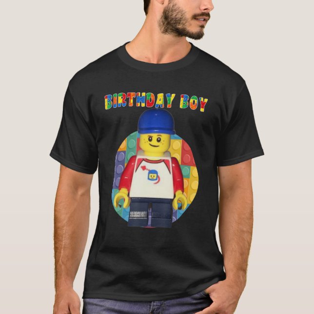 Birthday Boy Brick Builder blockerar Master Builde T Shirt (Framsida)