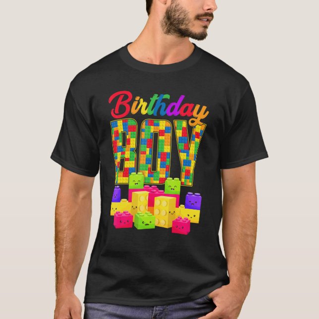 Birthday Boy Building Block Builders B Day Boys Ki T Shirt (Framsida)