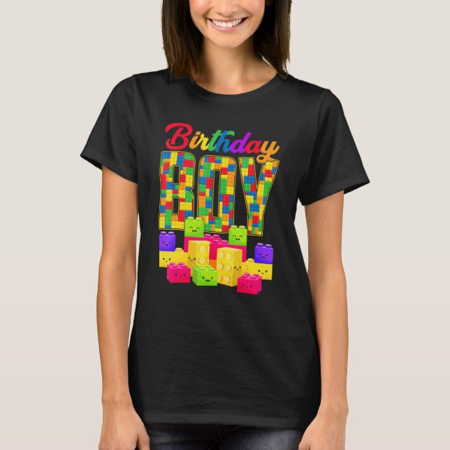 Birthday Boy Building Block Builders B Day Boys Ki T Shirt (Framsida)