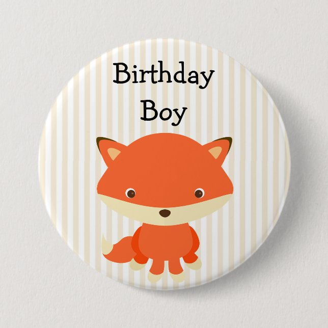 Birthday Boy Button Woodlands Theme Knapp (Framsida)