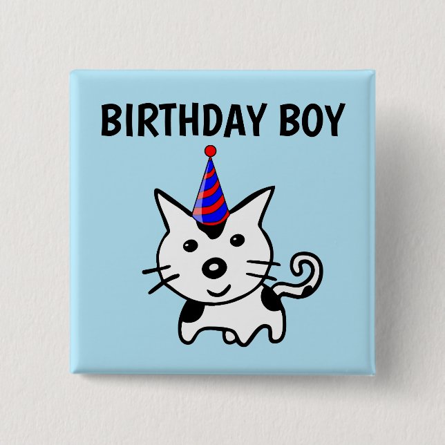 BIRTHDAY BOY CAT-KNAPPAR KNAPP (Framsida)
