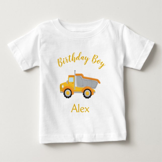 Birthday Boy Construction Lastbil T Shirt (Framsida)