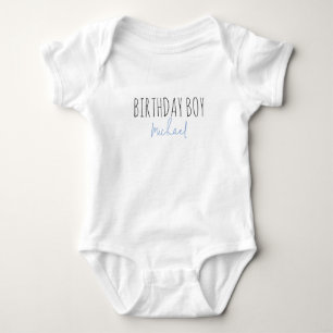 Birthday Boy Cute Blue Script Namn första födelsed T Shirt
