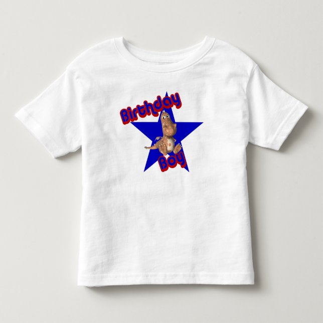 Birthday Boy Cute Dinosaur T-Shirt (Framsida)