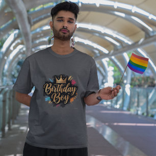 Birthday Boy Golden Krona Stänk T Shirt