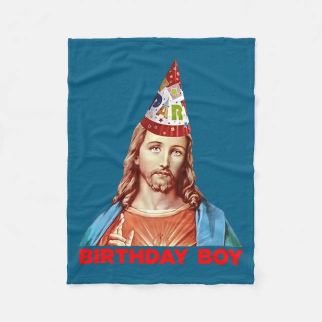 Birthday Boy Jesus Funny Christmas Party Hat Long  Fleecefilt (Framsidan)