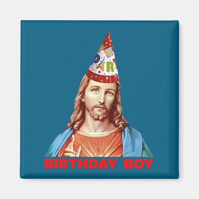 Birthday Boy Jesus Funny Christmas Party Hat Long  Magnet (Framsidan)