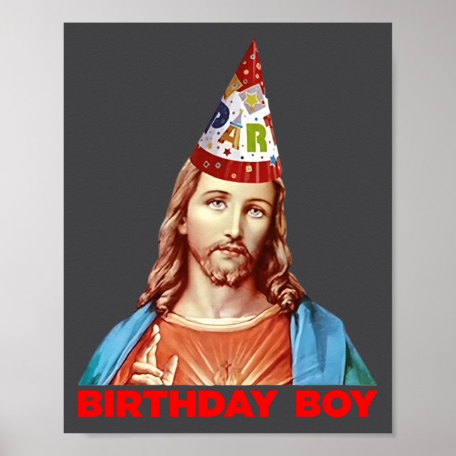 Birthday Boy Jesus Funny Christmas Party Hat Long  Poster (Framsidan)