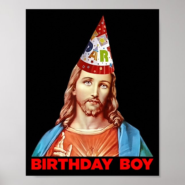 Birthday Boy Jesus Funny Christmas Party Hat  Poster (Framsidan)