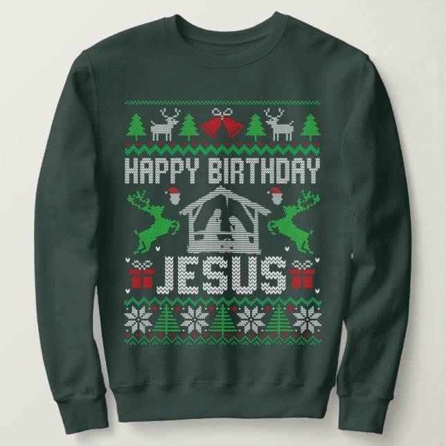Birthday Boy Jesus Funny Ugly jul T Shirt (Design framsida)