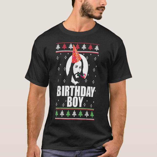 BIRTHDAY BOY JESUS Funny Ugly julsötare De T Shirt (Framsida)