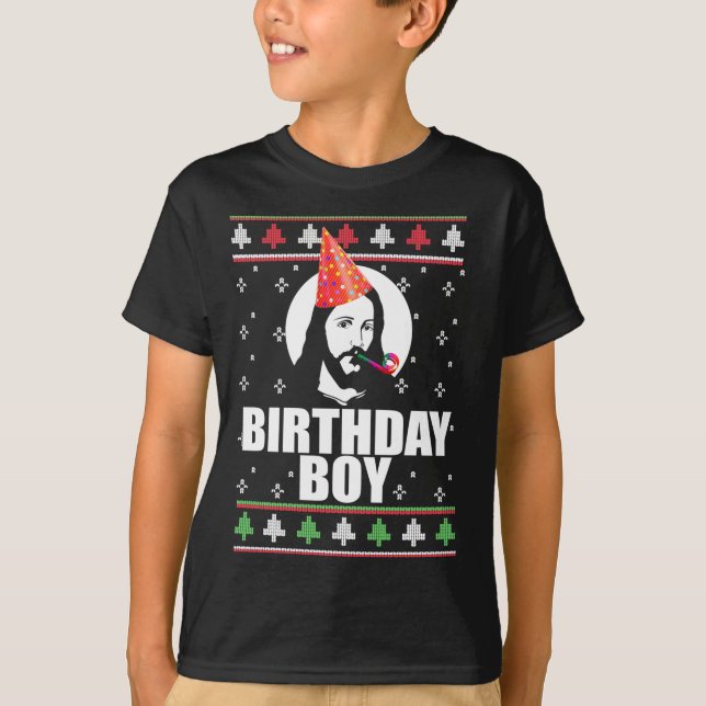 BIRTHDAY BOY JESUS Funny Ugly julsötare De T Shirt (Framsida)