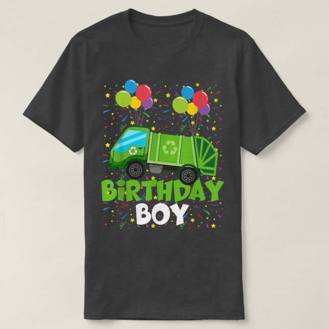 Birthday Boy Matching Sopor Lastbil Temaparty Ki T Shirt (Design framsida)