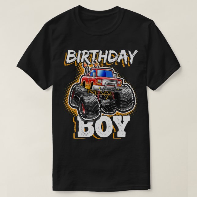 Birthday Boy Monster Lastbil Födelsedagsfest Gift  T Shirt (Design framsida)