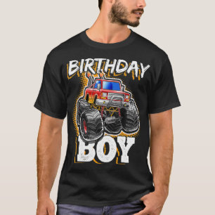 Birthday Boy Monster Lastbil Födelsedagsfest Gift  T Shirt