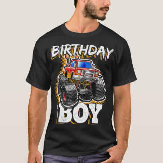 Birthday Boy Monster Lastbil Födelsedagsfest Gift  T Shirt