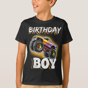 Birthday Boy Monster Lastbil Födelsedagsfest Gift  T Shirt