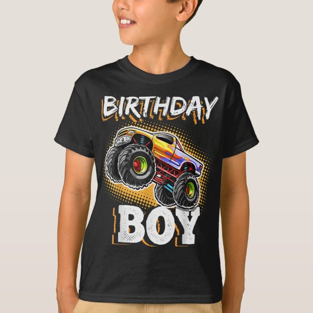 Birthday Boy Monster Lastbil Födelsedagsfest Gift  T Shirt (Framsida)