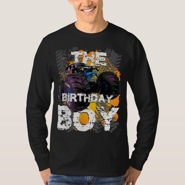 Birthday Boy Monster Lastbil Matching Family Par T Shirt (Framsida)