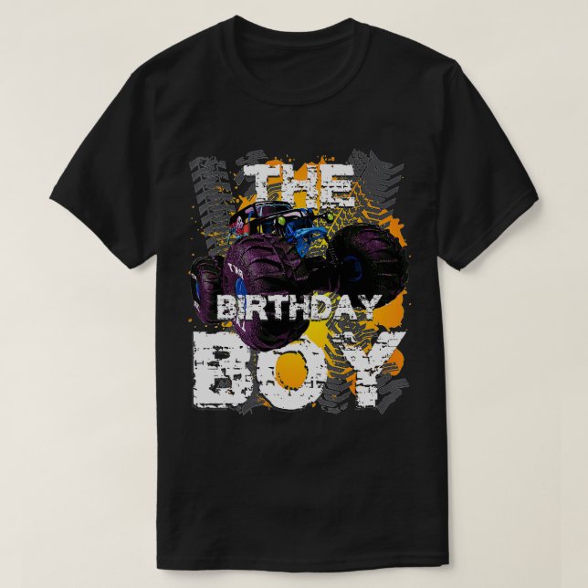 Birthday Boy Monster Lastbil Matching Family Par T Shirt (Design framsida)