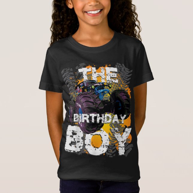 Birthday Boy Monster Lastbil Matching Family Par T Shirt (Framsida)