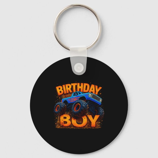 Birthday Boy Monster Truck Funny Family Matching  Nyckelring (Framsida)