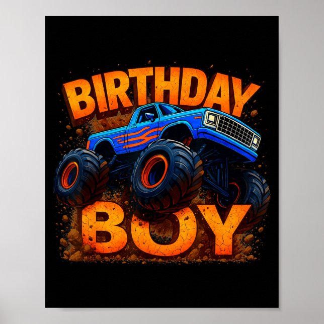 Birthday Boy Monster Truck Funny Family Matching  Poster (Framsidan)