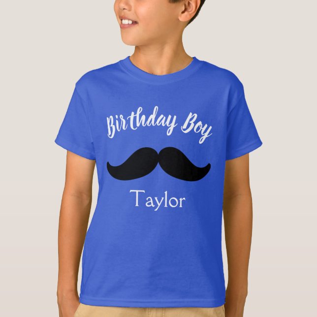 Birthday Boy Mustache T Shirt (Framsida)